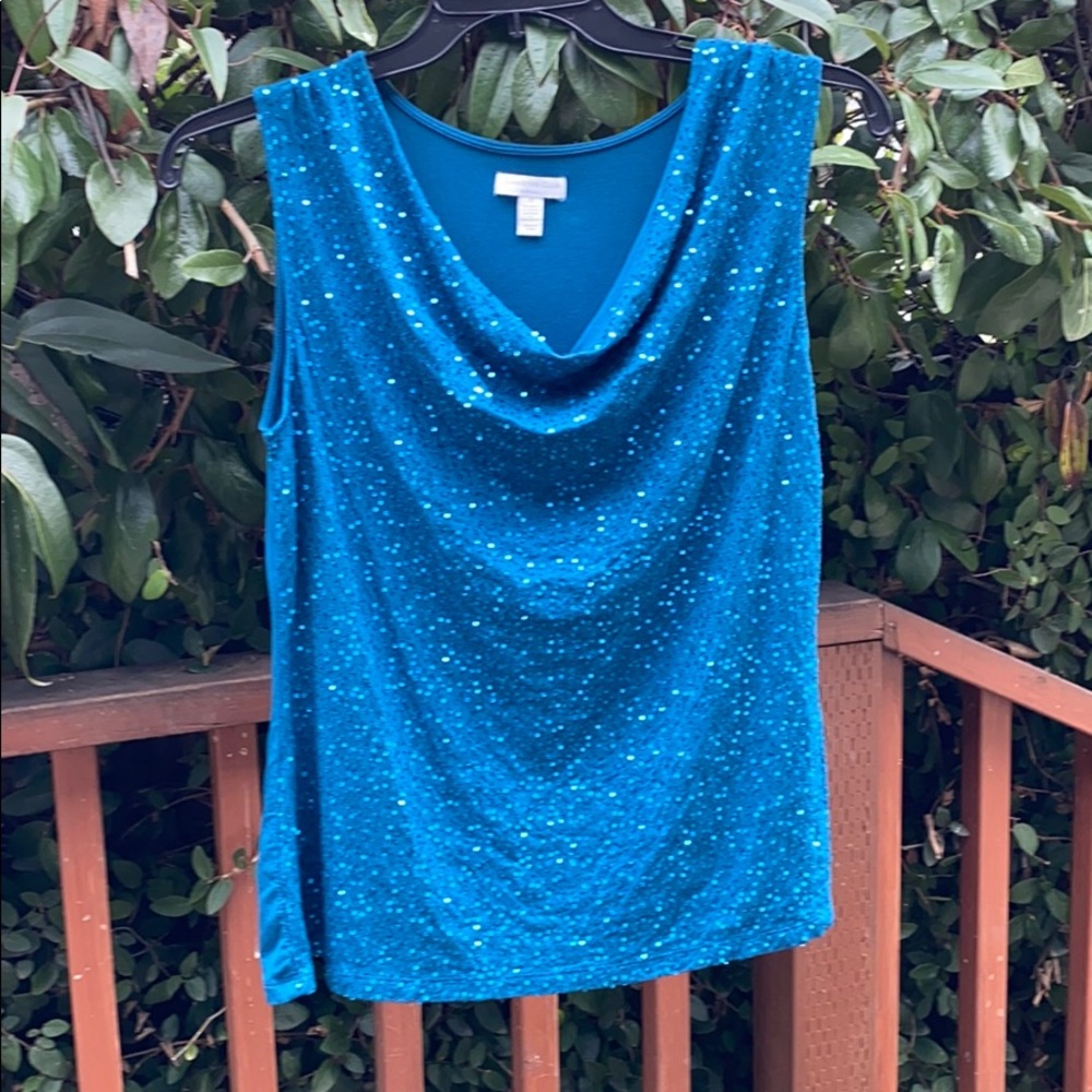 Turquoise sequin blouse